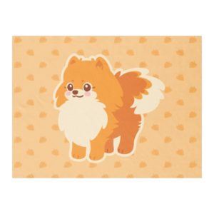 Kawaii Pomeranian Cartoon Dog Fleece Blanket