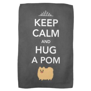 Keep Calm and Hug a Pom - Cute Tan Pomeranian Hand Towel