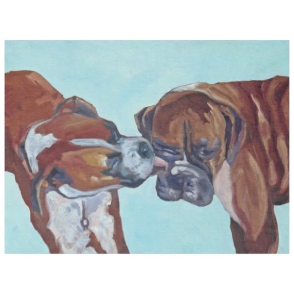 Kissing Boxer Dogs Art Fleece Blanket