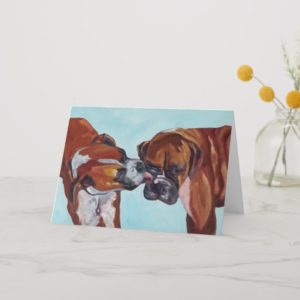 Kissing Boxer Dogs Fine Art Greeting Card