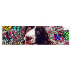Lady in Butterflies  - Brittany Spaniel Dog Bumper Sticker