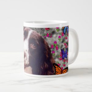 Lady in Butterflies  - Brittany Spaniel Dog Large Coffee Mug