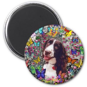 Lady in Butterflies  - Brittany Spaniel Dog Magnet