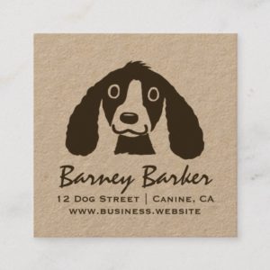 Long Ears Dog | Cute Spaniel Cartoon | Pet Care Square Business Card