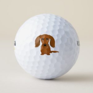 Long Haired Red Dachshund | Cute Doxie Cartoon Dog Golf Balls