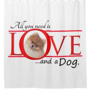 Love and a Pomeranian Shower Curtain