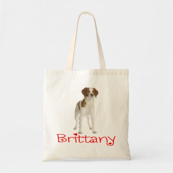 Love Brittany Spaniel Puppy Dog Canvas Tote Bag