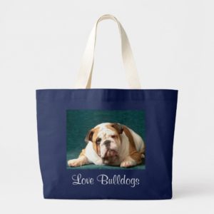 Love English Bulldogs Puppy Dog Canvas Tote Bag