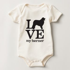 Love My Bernese Mountain Dog Baby Bodysuit