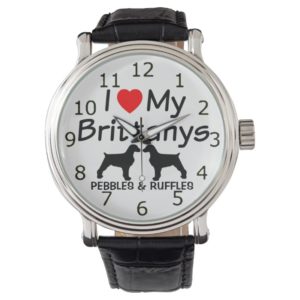 Love My Two Brittany Dogs Wrist Watch