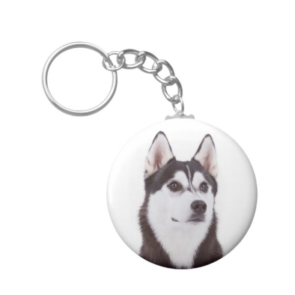 Love Siberian Husky Puppy Dog Portrait Keychain