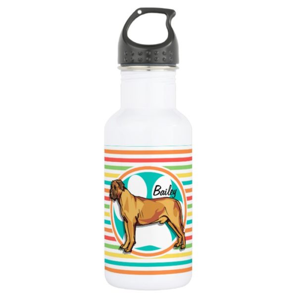 Mastiff; Bright Rainbow Stripes Water Bottle