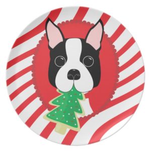Merry Christmas Boston Terrier Plate