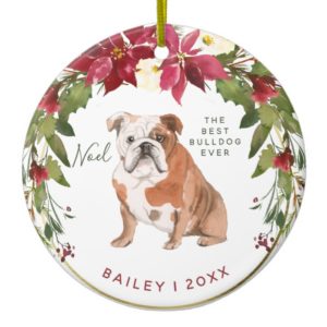 Merry Christmas Bulldog | Add Your Dog's Photo Ceramic Ornament
