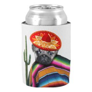 Mexican pug dog can cooler