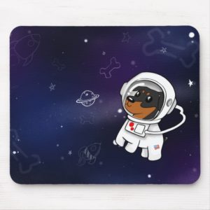 Min Pin Astronaut in Space Mousepad (Black Tan)