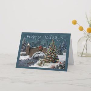Miniature Schnauzer Christmas Card Evening