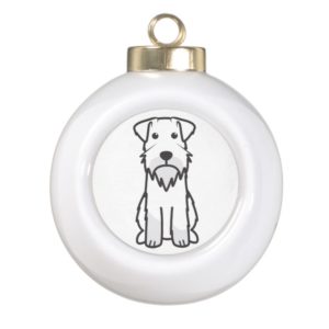 Miniature Schnauzer Dog Cartoon Ceramic Ball Christmas Ornament