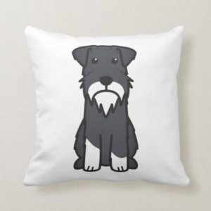Miniature Schnauzer Dog Cartoon Throw Pillow