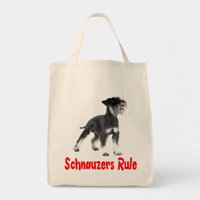 Miniature Schnauzer Gray Puppy Dog Red Love Tote