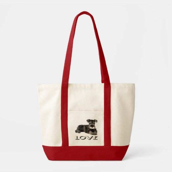 Miniature Schnauzer Puppy Dog Canvas Love Tote