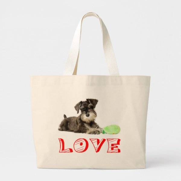 Miniature Schnauzer Puppy Dogs Red Love Tote