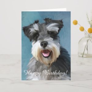 Miniature Schnauzer Water Color Art Painting Card