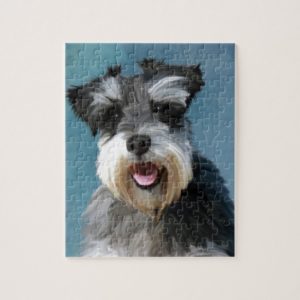 Miniature Schnauzer Water Color Art Painting Jigsaw Puzzle