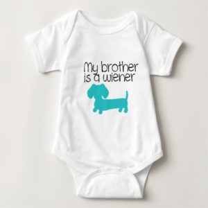 My Brother is a Wiener (blue dog puppy) Baby Bodysuit