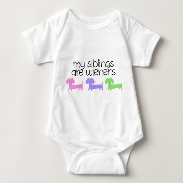 My Siblings are Wieners | 3 Dachshunds design Baby Bodysuit