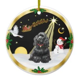 Night Flight-  Black Cocker Spaniel Ceramic Ornament