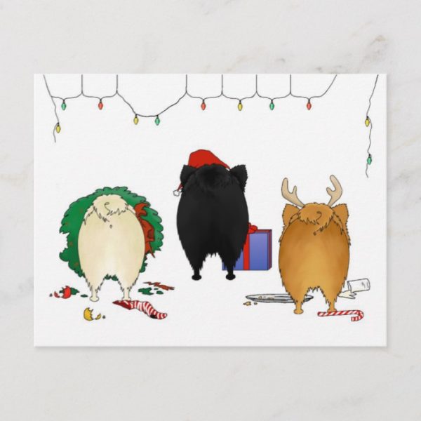 Nothin' Butt A Pomeranian Christmas Holiday Postcard