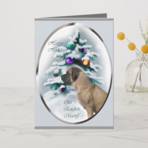 Old English Mastiff Christmas Gifts Holiday Card
