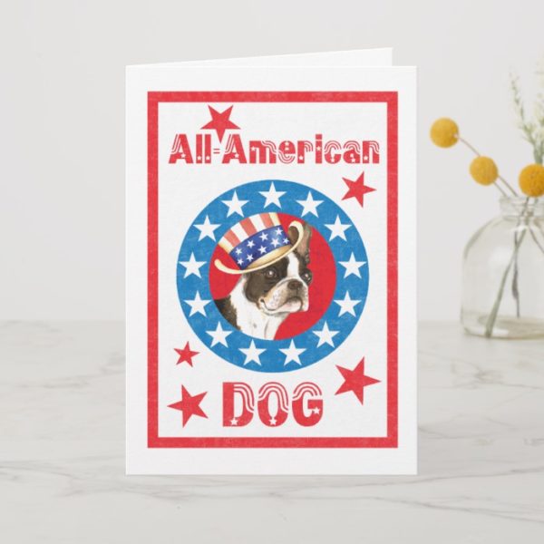 Patriotic Boston Terrier Card