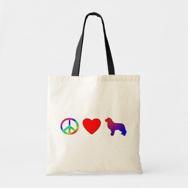 Peace Love Bernese Mountain Dogs Tote Bag