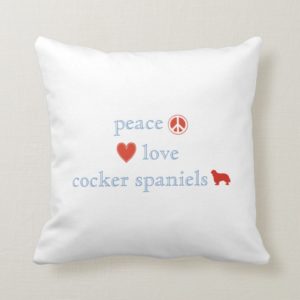 Peace Love Cocker Spaniels Throw Pillow