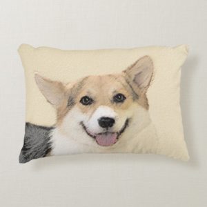 Pembroke Welsh Corgi 2 Painting - Original Dog Art Decorative Pillow