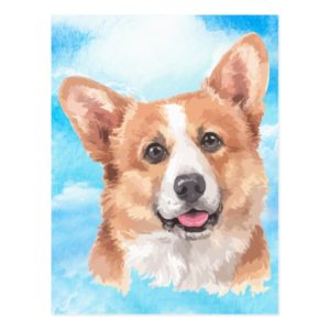 Pembroke Welsh Corgi Dog Pet Watercolor Postcard