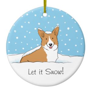 Pembroke Welsh Corgi Let it Snow - Holiday Dog Ceramic Ornament