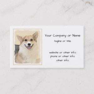 Pembroke Welsh Corgi Painting - Original Dog Art Business Card