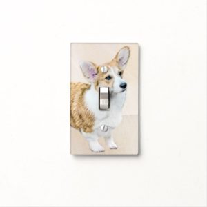 Pembroke Welsh Corgi Painting - Original Dog Art Light Switch Cover