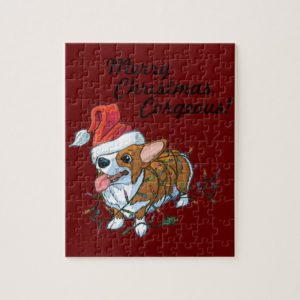 Pembroke Welsh Corgi Puppy Christmas Xmas Lights Jigsaw Puzzle