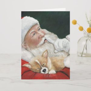 Pembroke Welsh Corgi & Santa Greeting Card