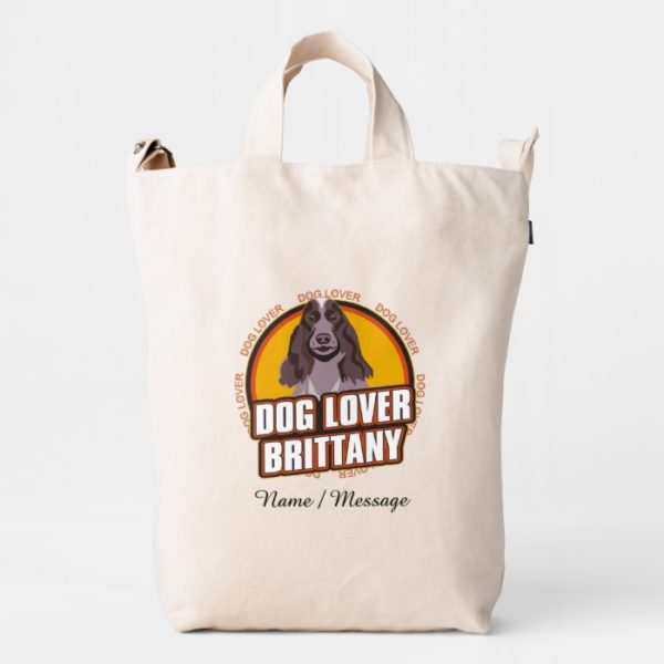 Personalize Name Message Brittany Dog Lover Duck Bag