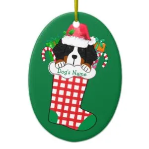 Personalized Bernese Mt Dog Xmas Stocking Ceramic Ornament
