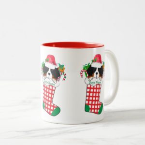 Personalized Bernese Mt Dog Xmas Stocking Two-Tone Coffee Mug
