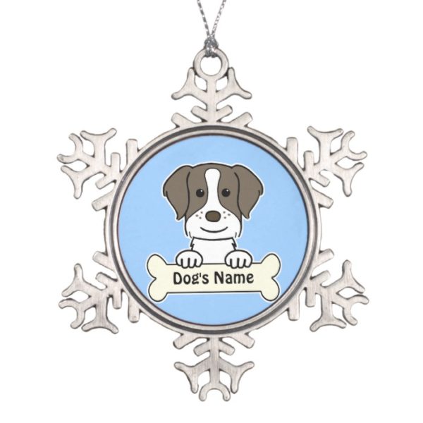 Personalized Brittany Spaniel Snowflake Pewter Christmas Ornament