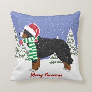 Personalized Christmas Bernese Mountain Dog Throw Pillow