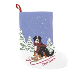 Personalized Christmas Bernese Mt Dog Sledding Small Christmas Stocking