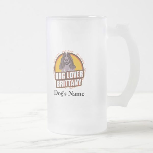 Personalized Dog Lover Brittany Dog Breed Frosted Glass Beer Mug